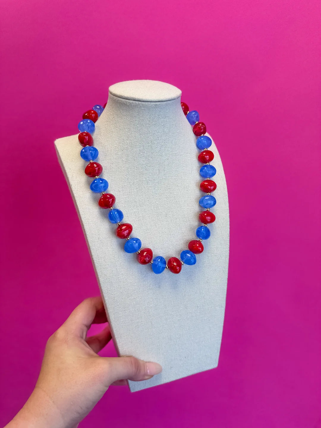Red and Blue Beaded Necklace