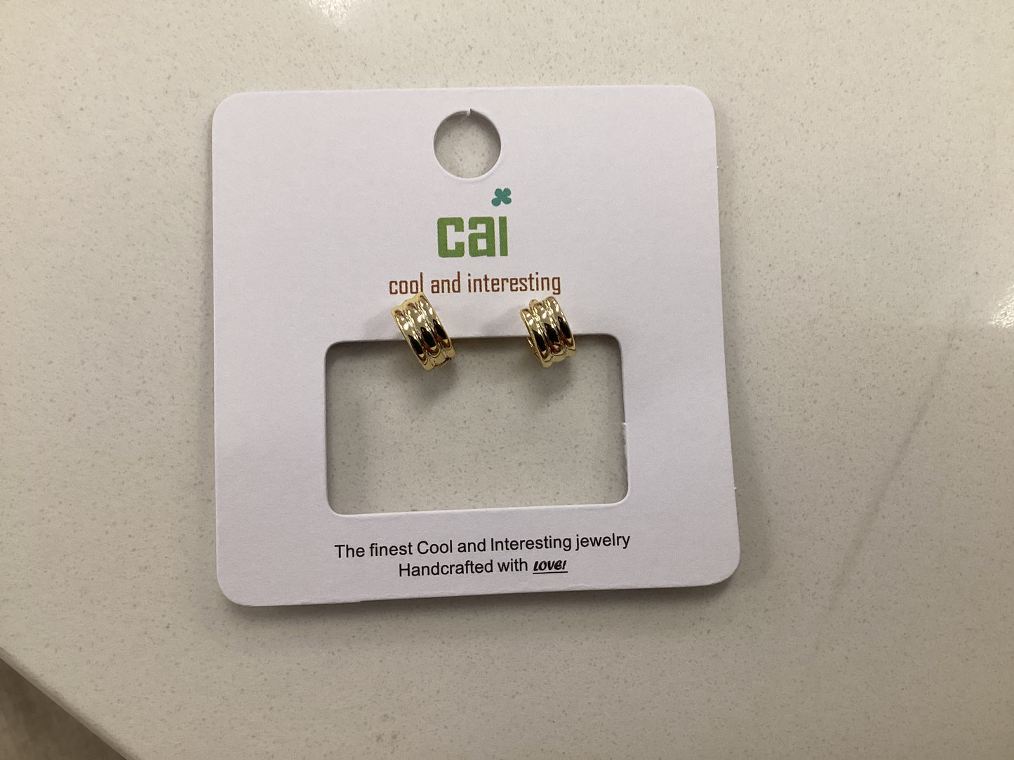 Gold Triple Hoop Huggie Earrings