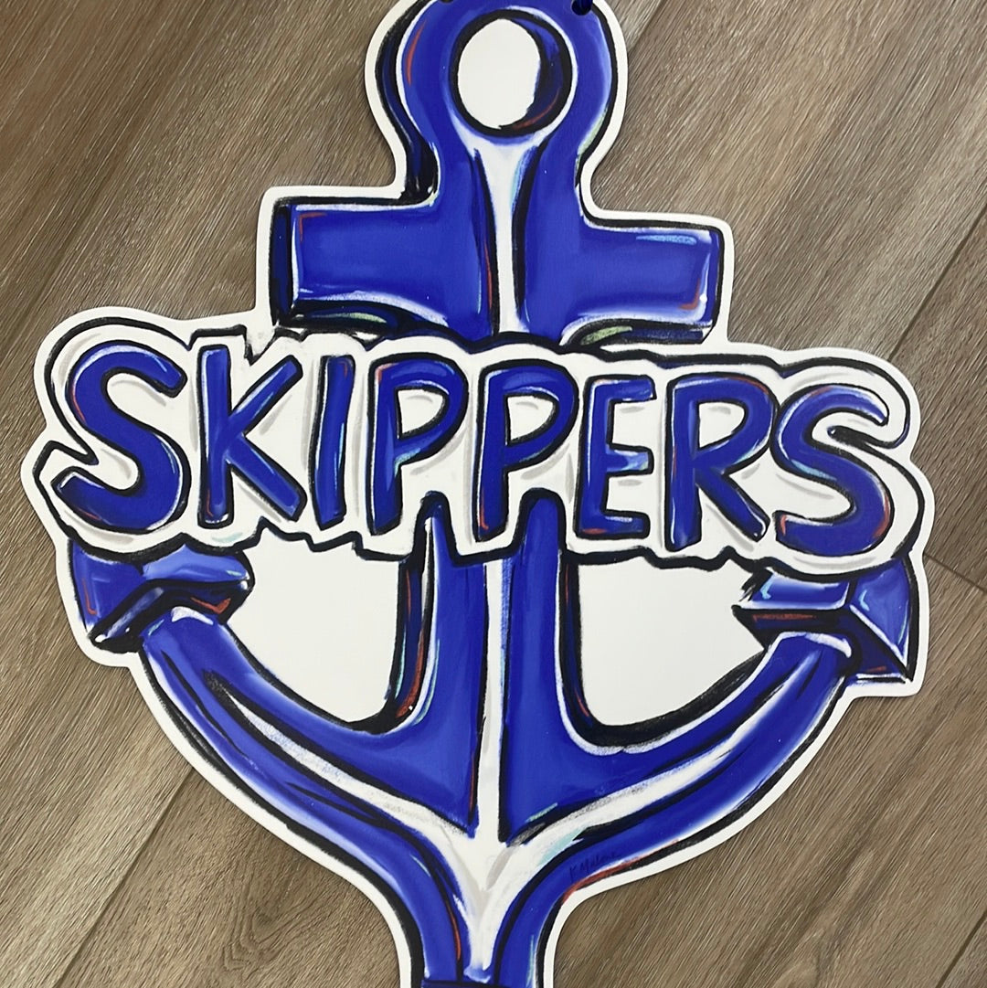 Skipper Royal Blue and white Anchor Door Hanger