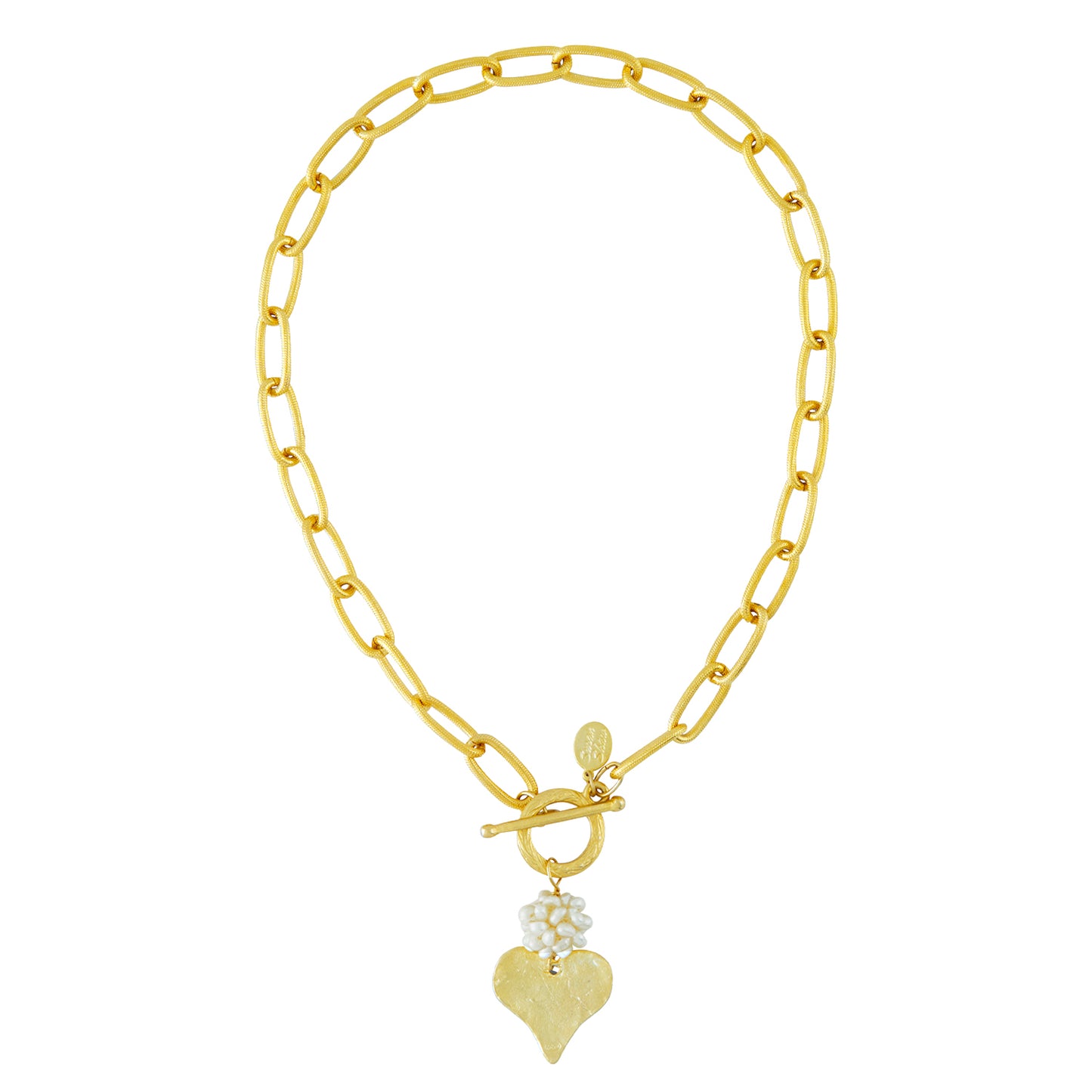 Pearl Cluster+ Heart Toggle Necklace