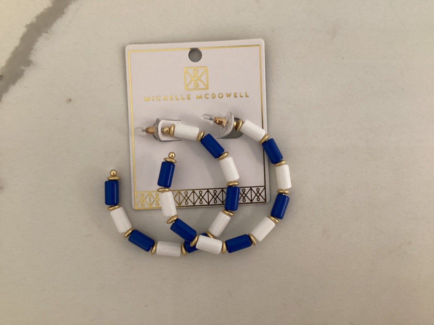 Cara Blue and White Earrings