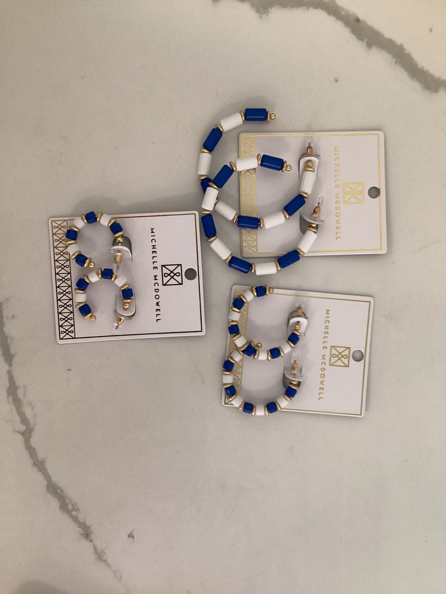 Cara Blue and White Earrings