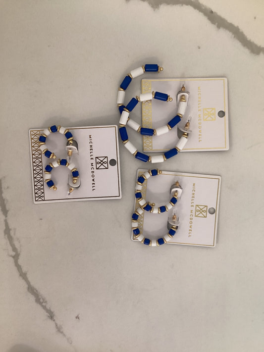 Cara Blue and White Earrings