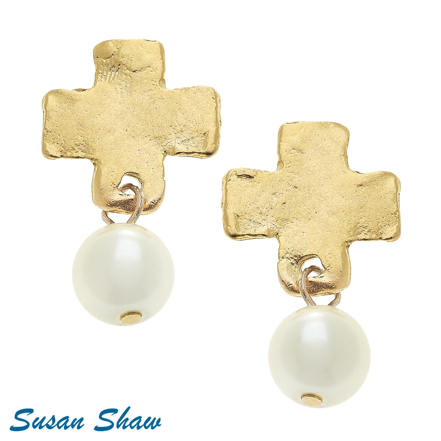 Cross Pearl Studs