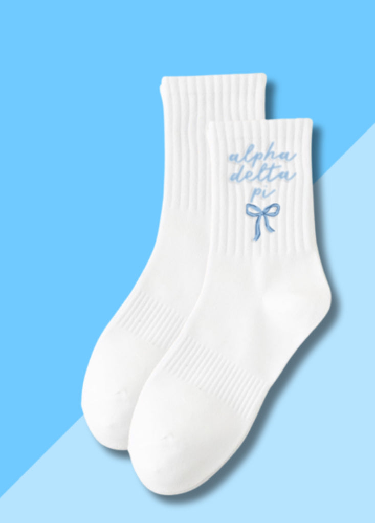 Sorority Embroidered Crew Socks
