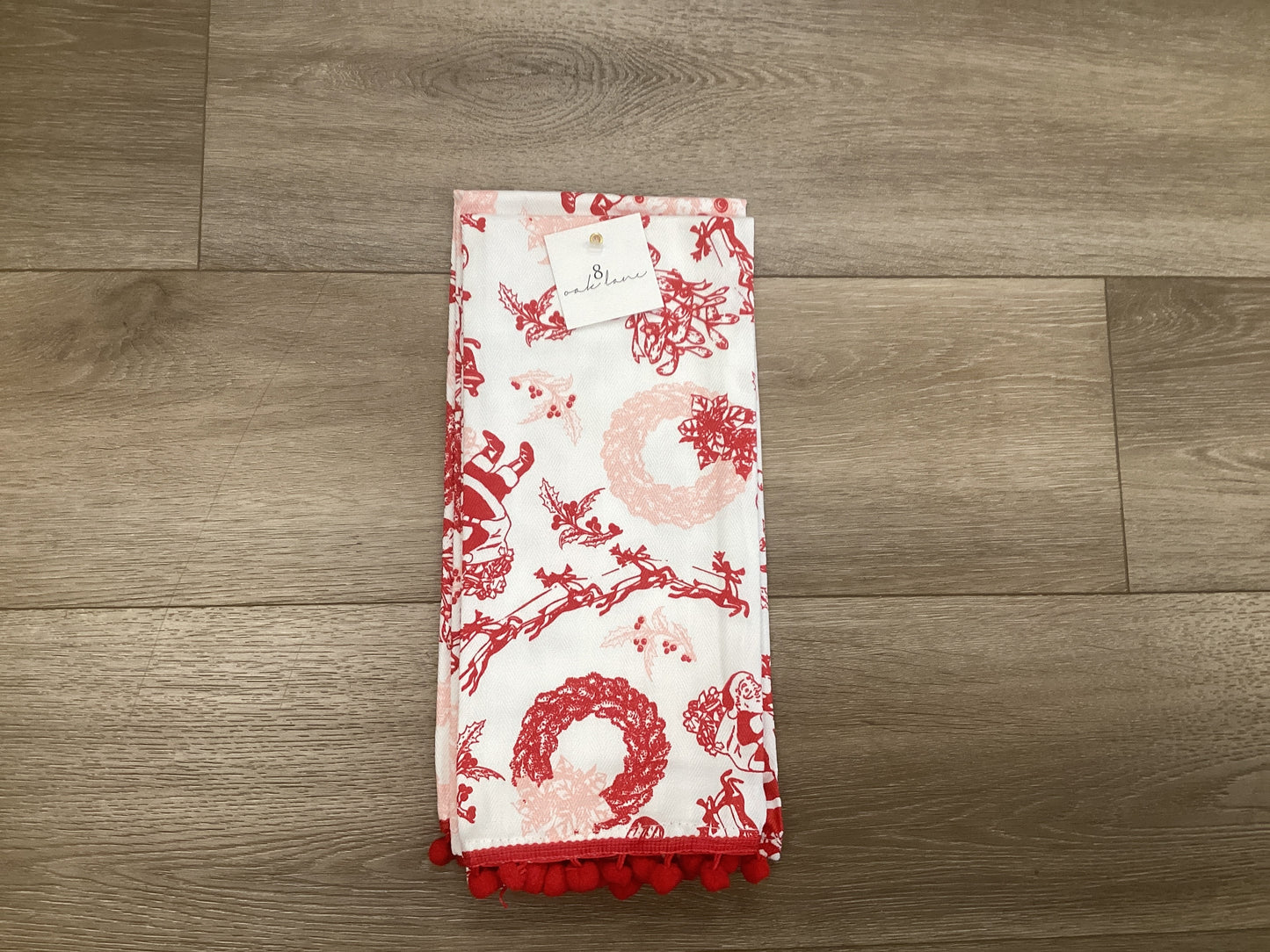 Pom Pom Kitchen Towel Santa Toile