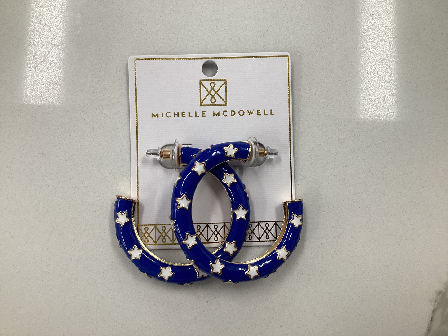 Justine Blue and White Earrings