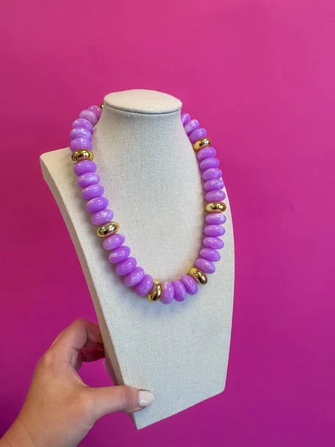 Purple and Gold Bead Necklace