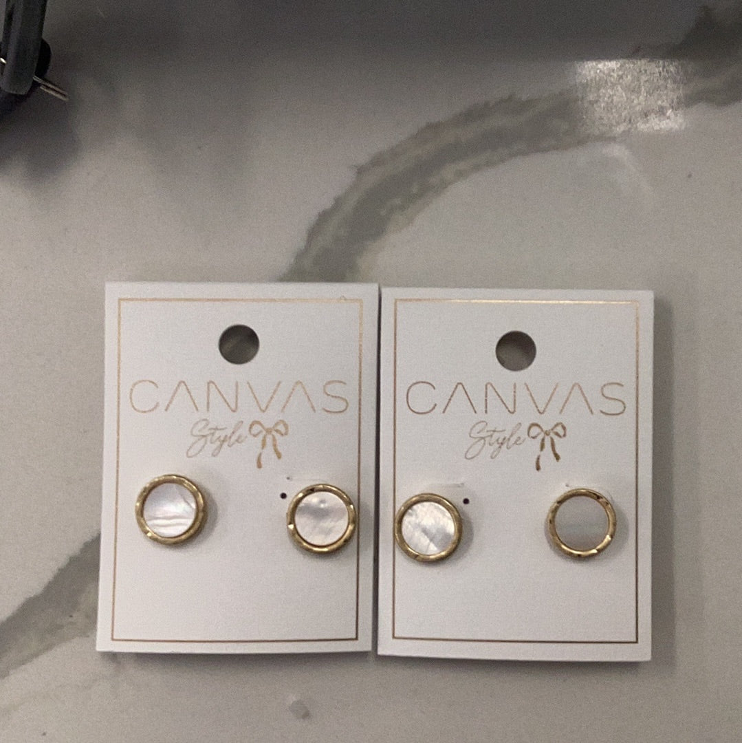 Disc mother of Pearl stud earrings