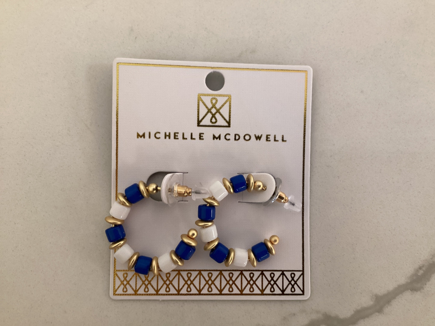 Cara Blue and White Earrings