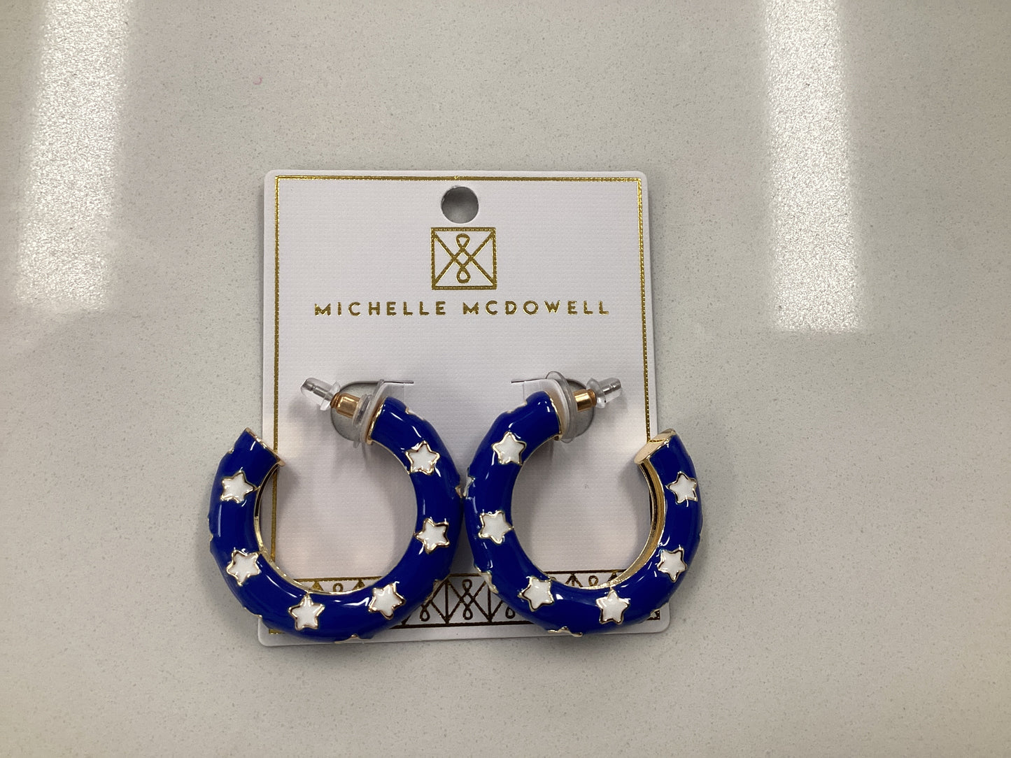 Justine Blue and White Earrings