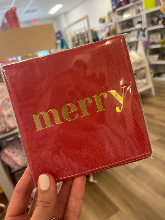 Merry Christmas Foil Cocktail Napkins