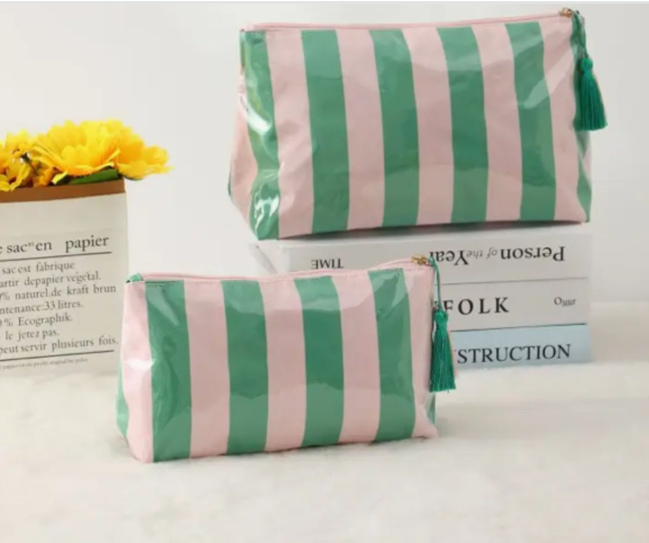 Travel Stripe Cosmetic Bag