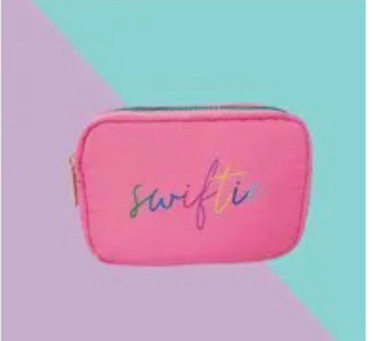 Swiftie Script Puffy Colorblock Pouch