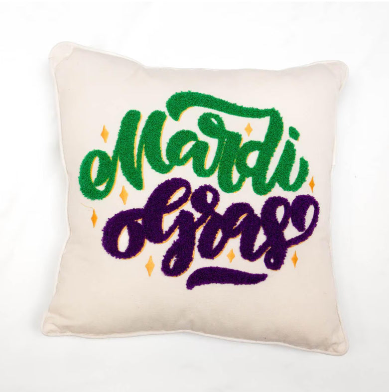 Mardi Gras Embroidered Pillow