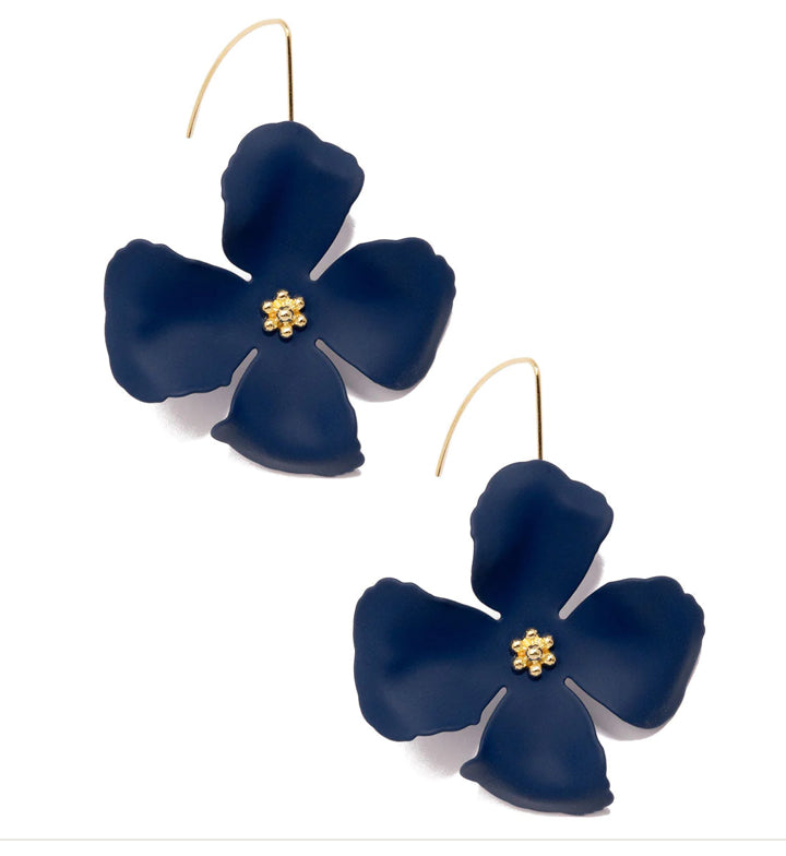 Pull-Through Four Petal Flower Earrings