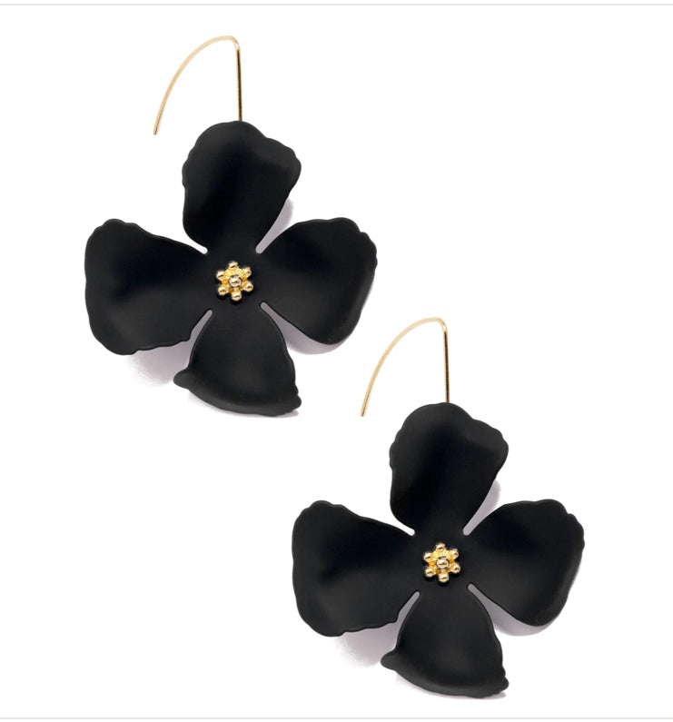 Pull-Through Four Petal Flower Earrings
