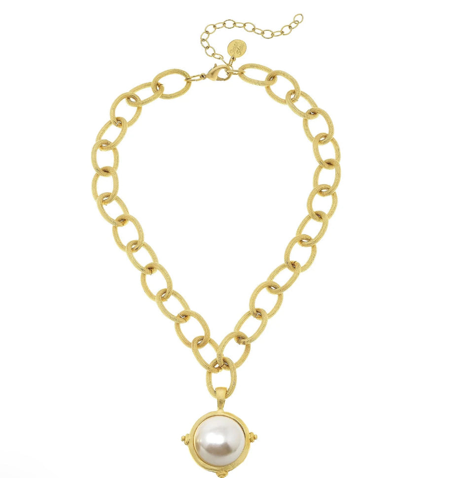 Gold Chain Pearl Necklace