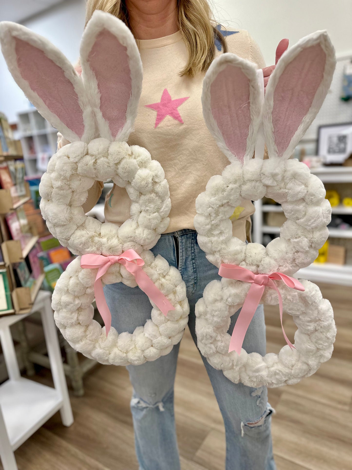 Rabbit w/Ribbon Door Hanger