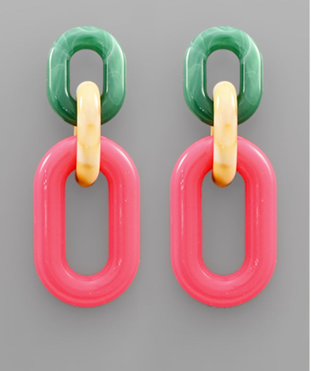 Color Acrylic Chain Drop Earrings