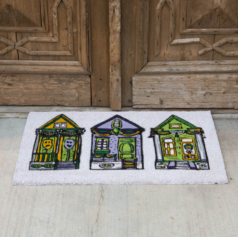 Mardi Parade Houses Coir Doormat