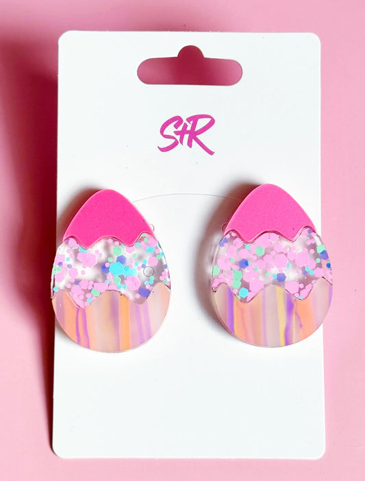 Pink Layered Easter Egg Stud