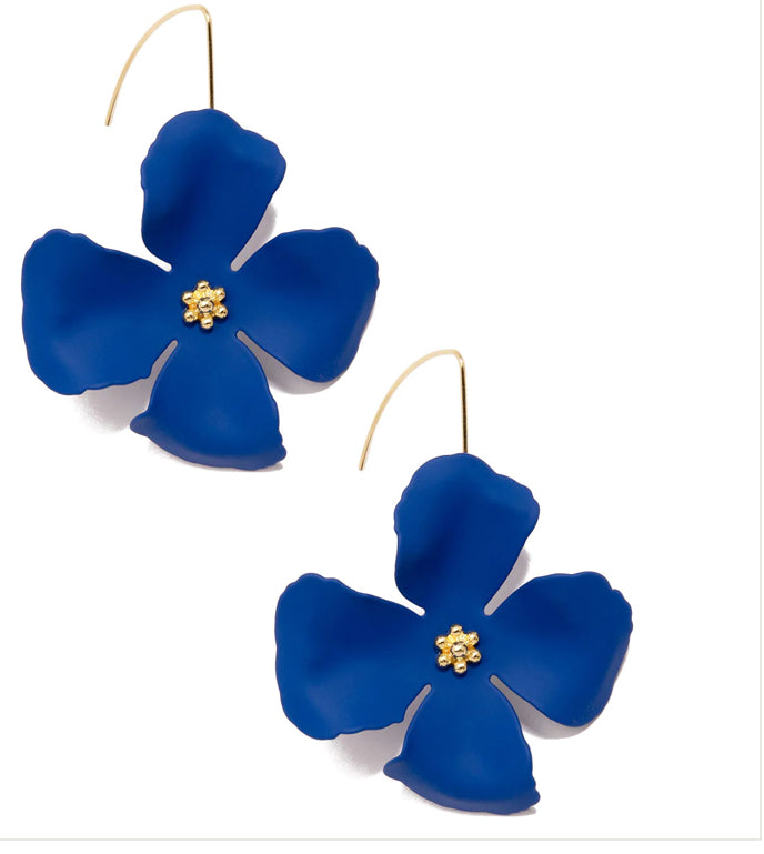 Pull-Through Four Petal Flower Earrings