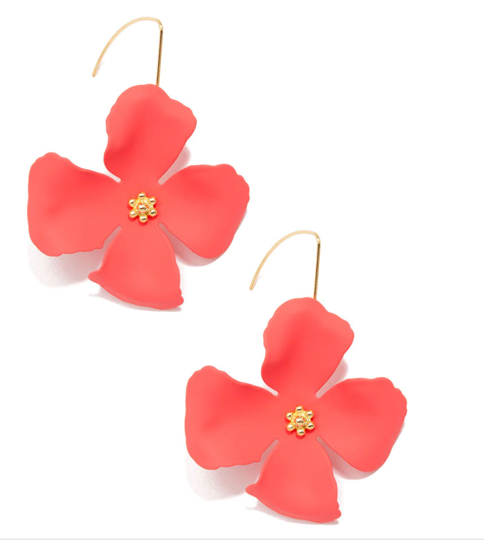 Pull-Through Four Petal Flower Earrings