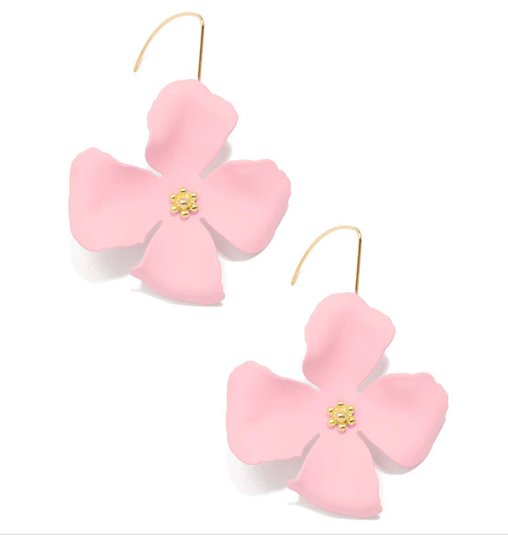 Pull-Through Four Petal Flower Earrings