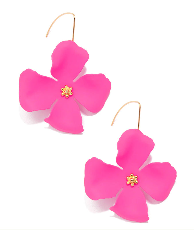 Pull-Through Four Petal Flower Earrings
