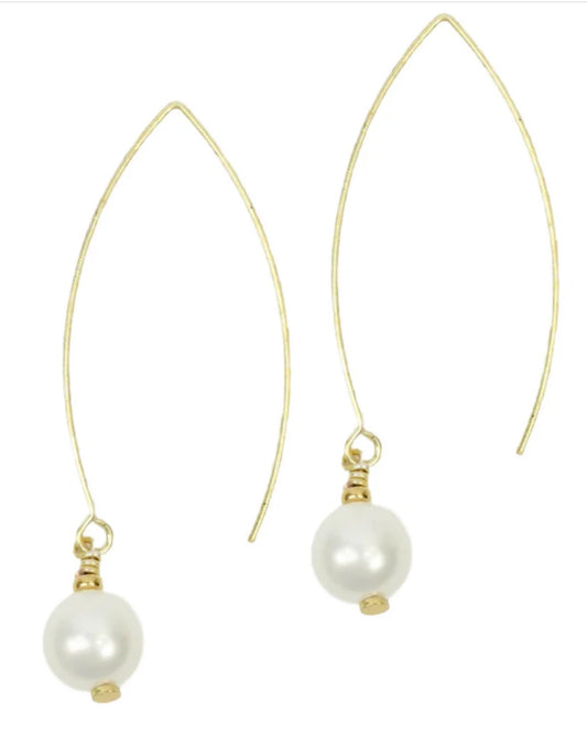 Pearl Long Hoop Earring