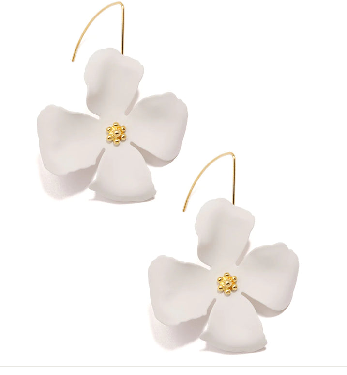 Pull-Through Four Petal Flower Earrings