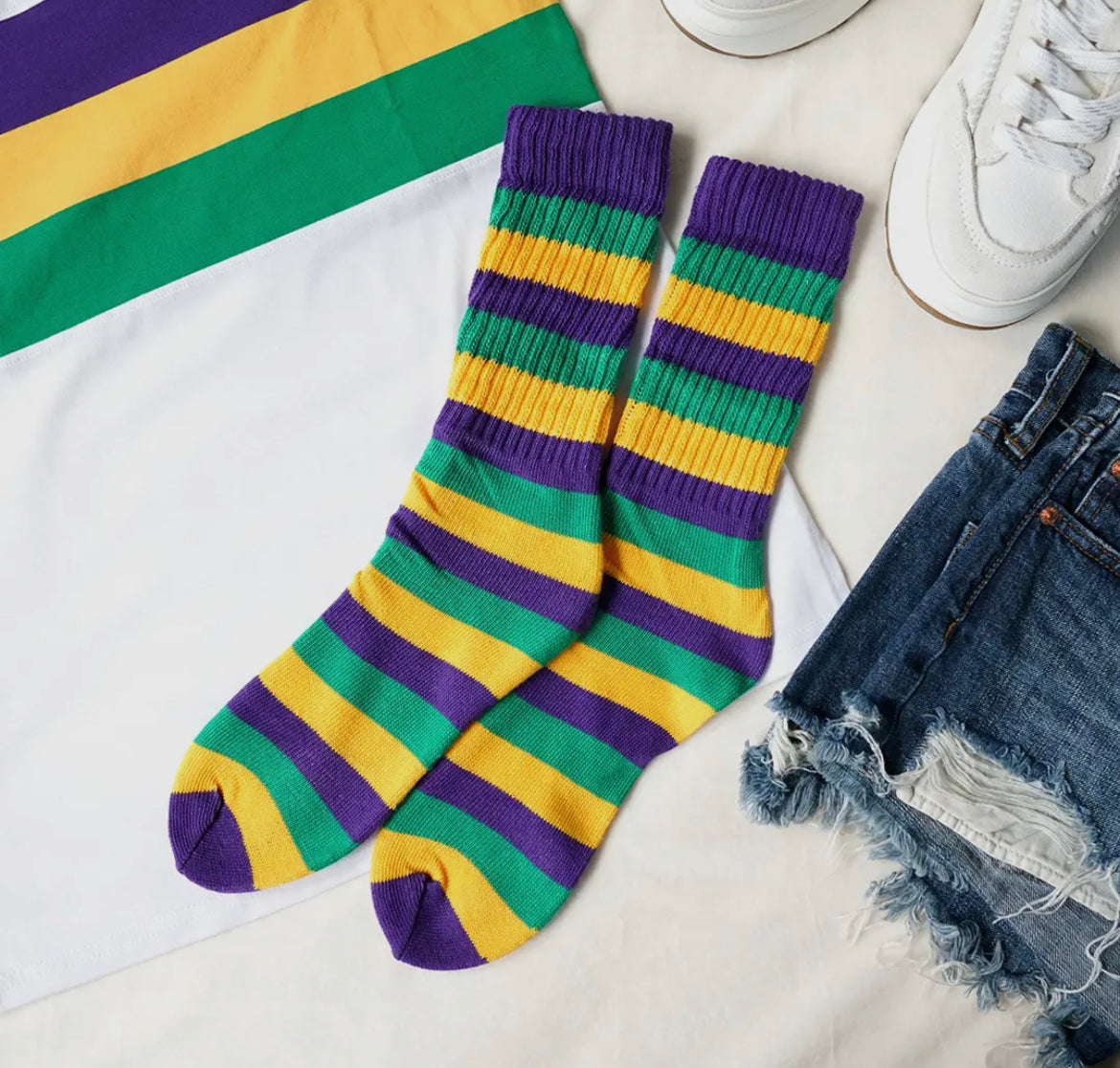 Mardi Gras Slouchy Socks