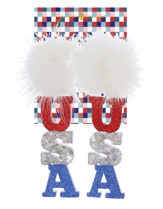 Fluffy White Pom Post “USA”