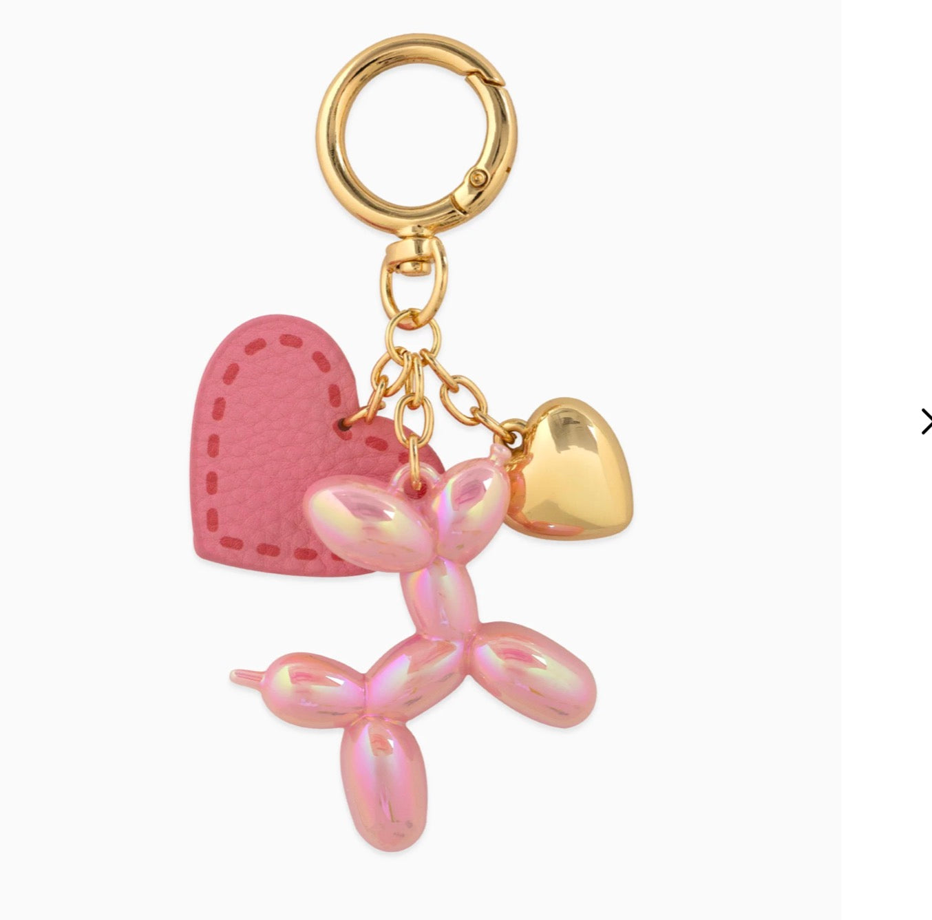 Chrome Color Balloon Dog with Heart Bag Charm