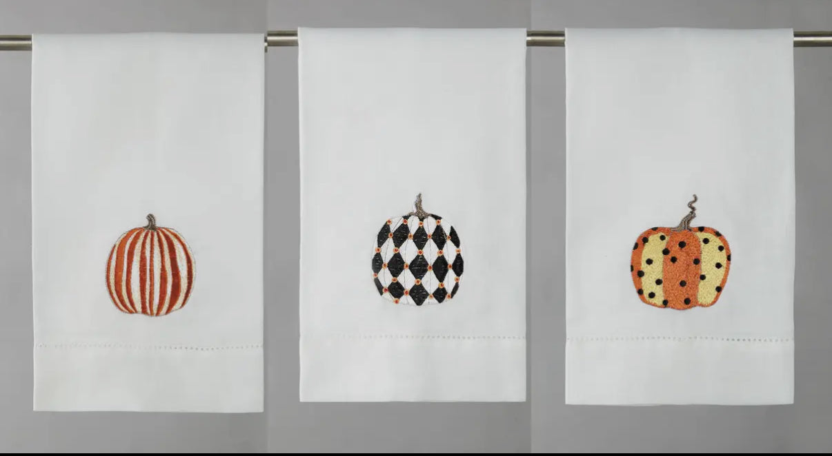 Embroidered Pumpkin Guest Towel