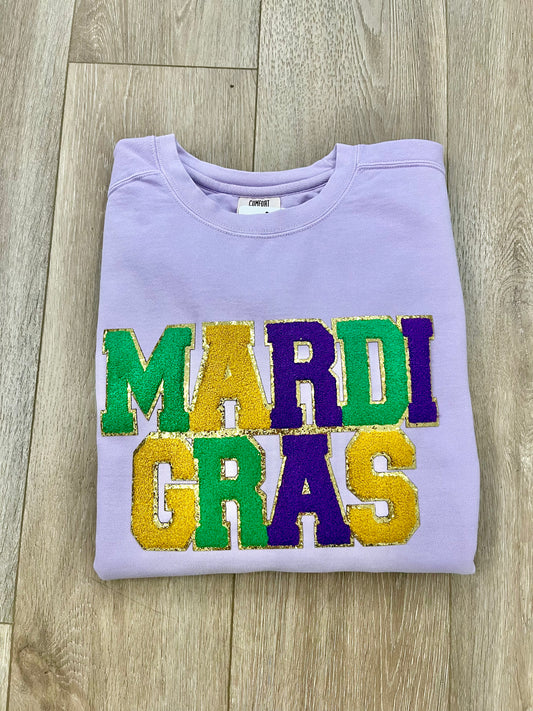 Comfort Colors Mardi Gras Patch Sweatshirt