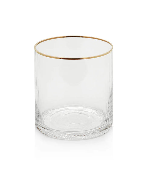 Optic Rock Glass With Gold Rim