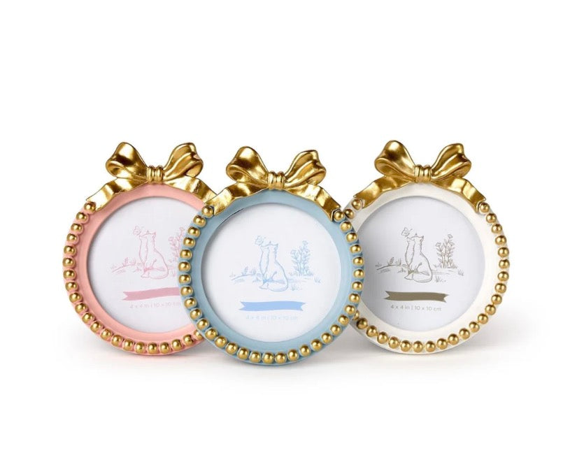 Golden Bow Round Picture Frame