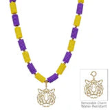 Water Resistant Purple and Yellow Tiger Necklace