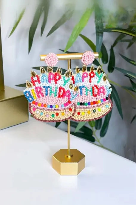 Happy Birthday Beaded Earrings