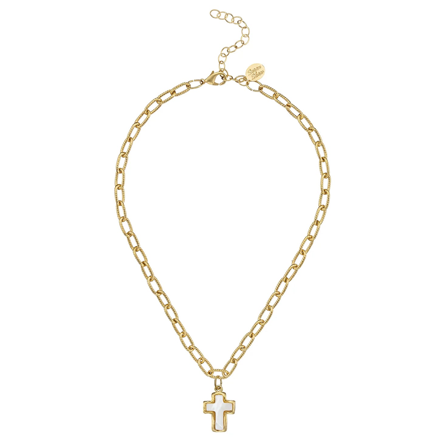 Small Mother Of Pearl Cross Jane Necklace