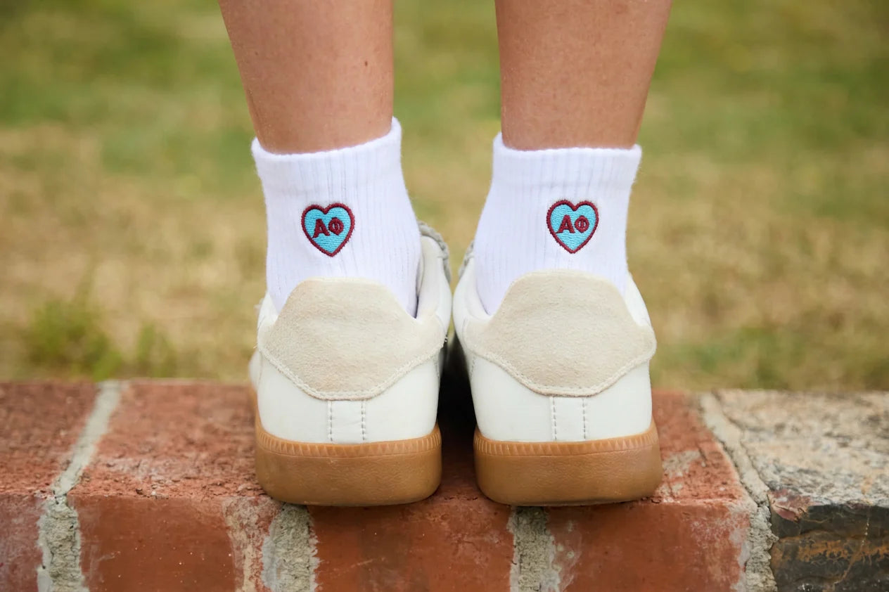 Sorority Heart Back Quarter Socks