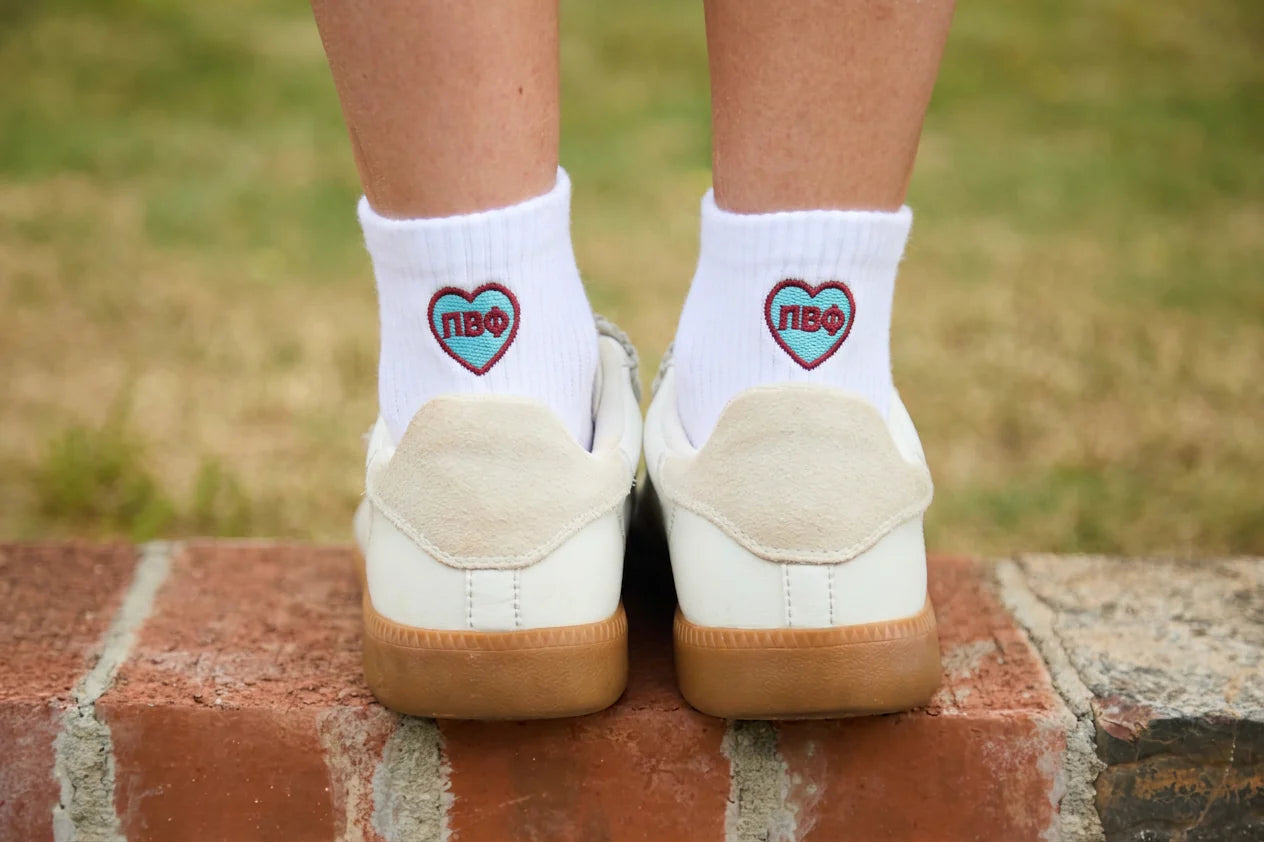 Sorority Heart Back Quarter Socks
