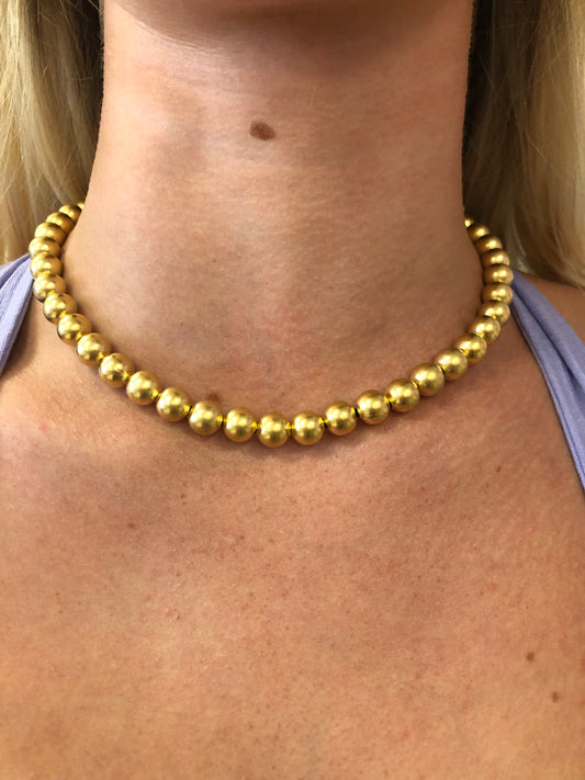 Gold 10MM Beaded 15” Beaded Necklace