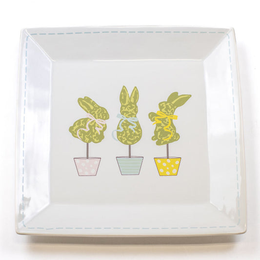 Boxwood Bunny Topiary Platter