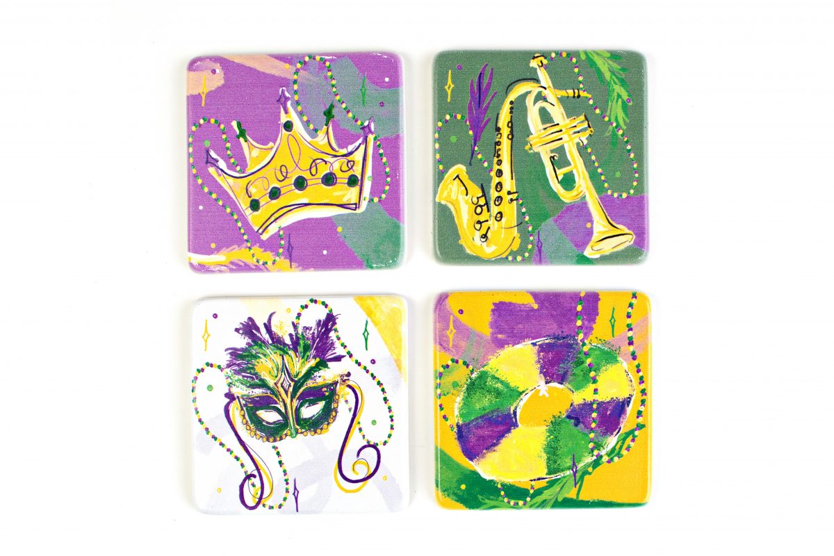 Mardi Gras Resin Coasters