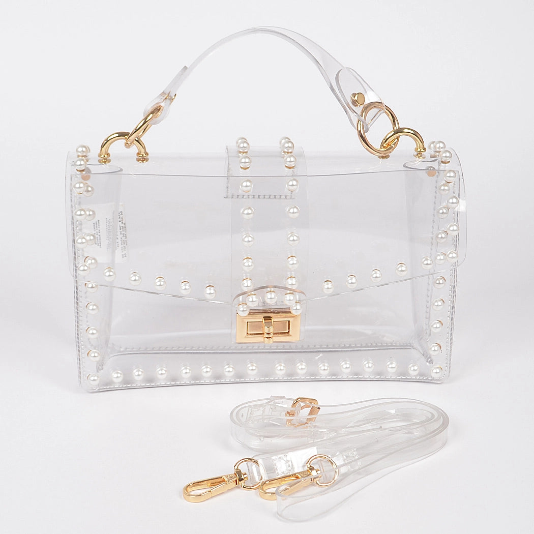 Transparent Clutch With Faux Pearls