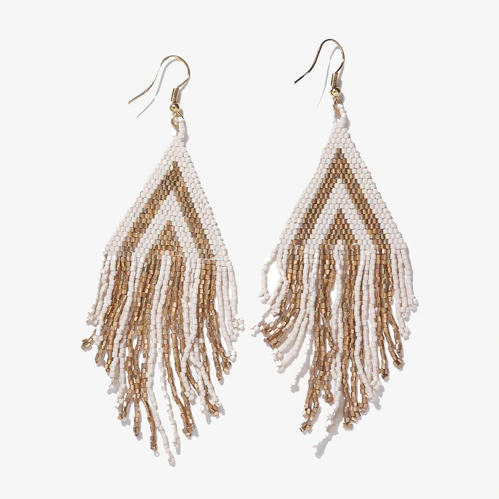 Color Block Fringe Beaded Earrings