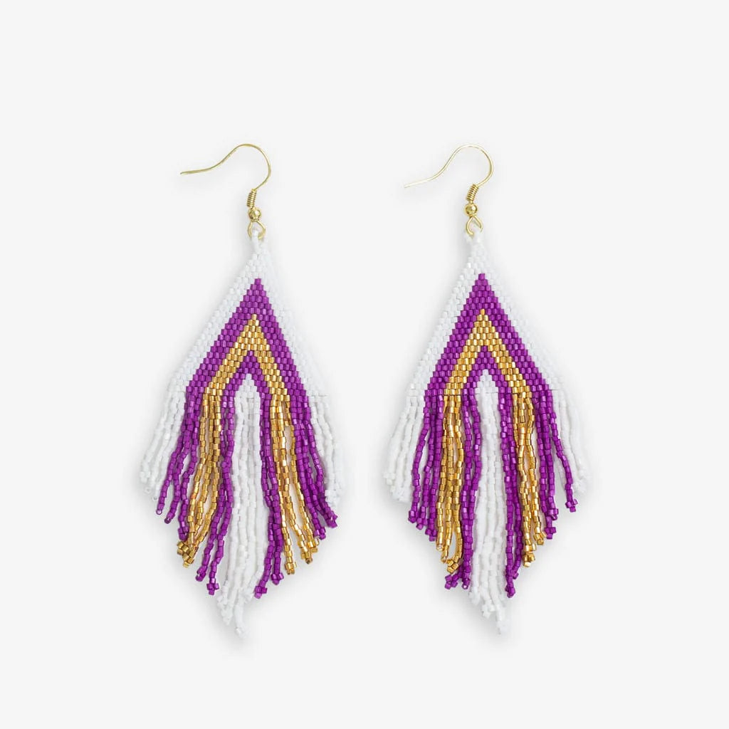 Color Block Fringe Beaded Earrings